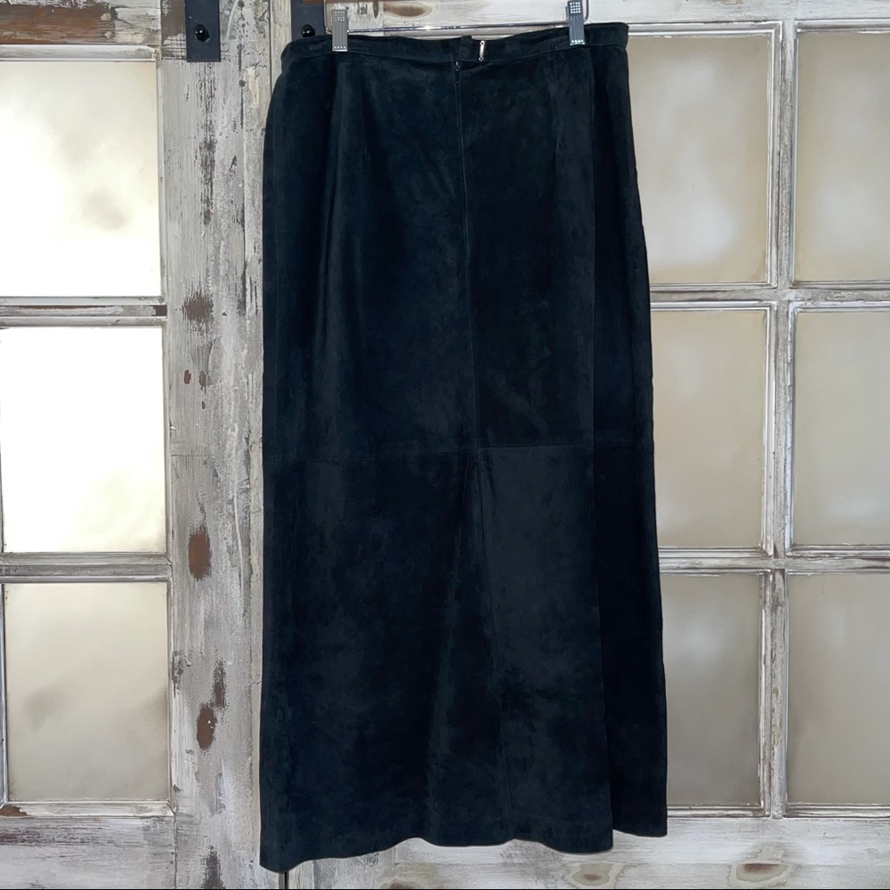 Bernard Thomas leather suede maxi skirt sz 14